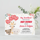 Valentijns Baby shower per post koele diermaskers Kaart (Staand voorkant)