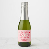 Valentijns Baby Shower Pop It When She Pops Sparkling Wijnetiket (Voorkant)