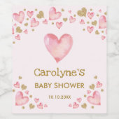 Valentijns Baby shower Roze Gouden Harten Favors Wijn Etiket (Enkel label)