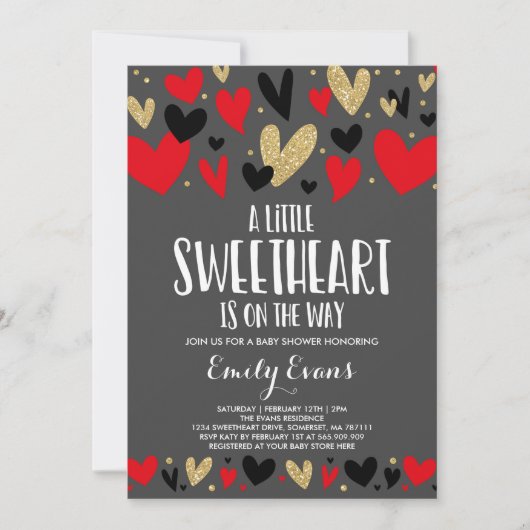 Valentijns Baby Shower Uitnodiging Liefste Baby (Voorkant)