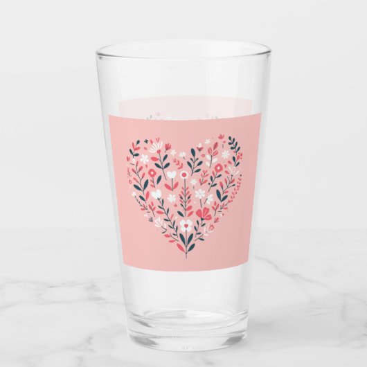 Valentijns Bloemenhart Glas (Voorkant)
