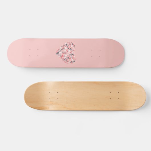 Valentijns Bloemenhart Persoonlijk Skateboard (Horizontaal)