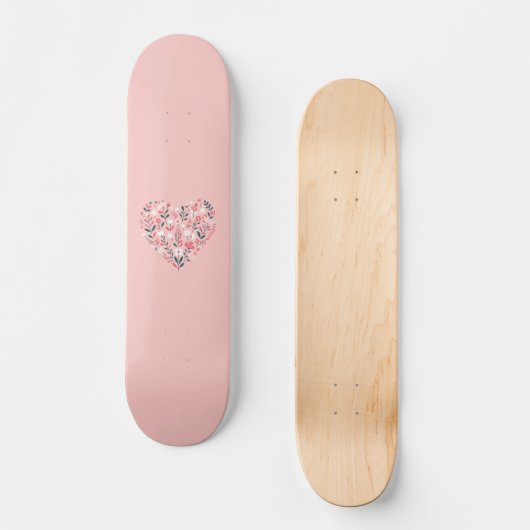 Valentijns Bloemenhart Persoonlijk Skateboard (Voorkant)