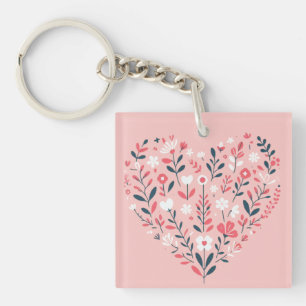 Valentijns Bloemenhart Sleutelhanger