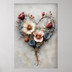 Valentijns Bloemhart Afdruk, Romantische Liefde Poster