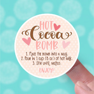 Valentijns  Blush Pink Hot Cacao Bomb Instructies Sticker