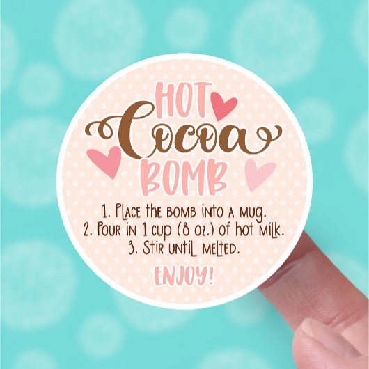 Valentijns  Blush Pink Hot Cacao Bomb Instructies Sticker