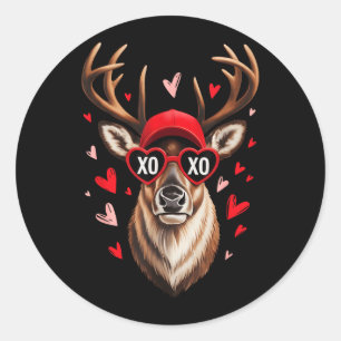 Valentijns bok camouflage hert retro jacht jongens ronde sticker