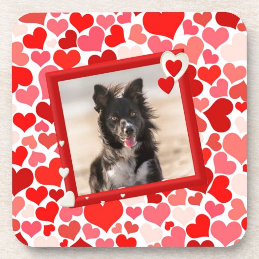 Valentijns  Border Collie Dog Hearts Bier Onderzetter (Voorkant)