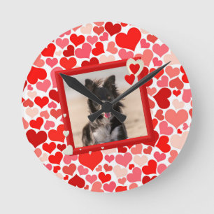 Valentijns  Border Collie Dog Hearts Ronde Klok