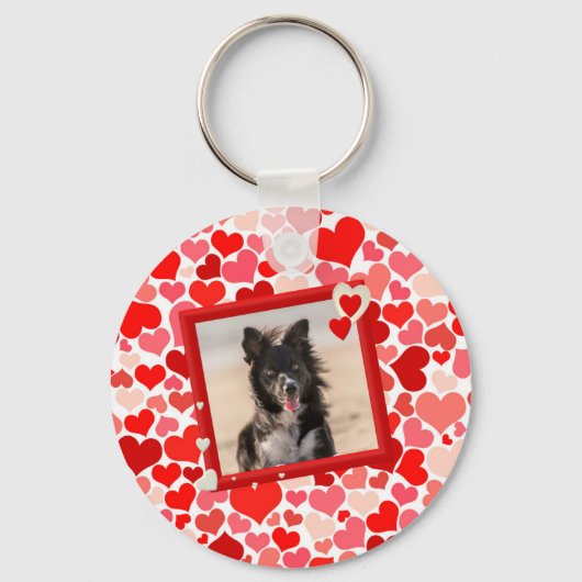 Valentijns Border Collie Dog Hearts Sleutelhanger (Voorkant)