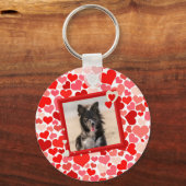 Valentijns Border Collie Dog Hearts Sleutelhanger (Voorkant)