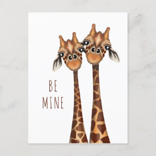 Valentijns Briefkaart - 'BE Mine' Loopende Giraffe