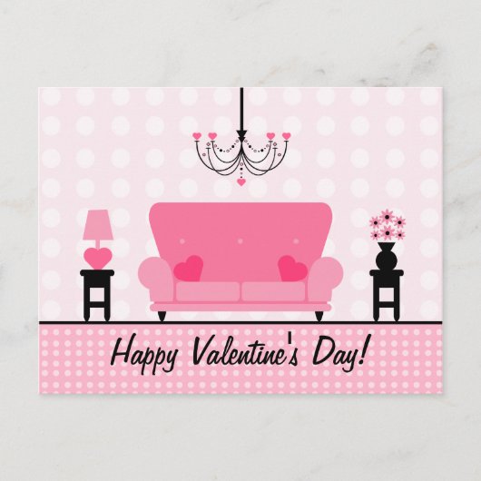 Valentijns Briefkaart - Roze woonkamer (Voorkant)