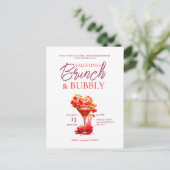 Valentijns Brunch en Bubble Invitation Briefkaart (Staand voorkant)