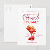 Valentijns Brunch en Bubble Invitation Briefkaart (Voorkant / Achterkant)