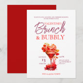 Valentijns Brunch en Bubble Invitation Kaart (Voorkant / Achterkant)