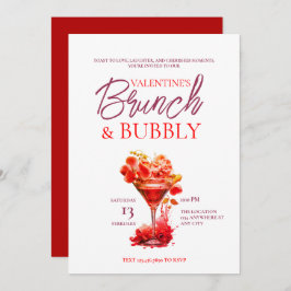 Valentijns Brunch en Bubble Invitation Kaart
