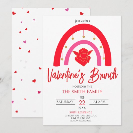 Valentijns Brunch Rode regenboog & Cupido Kaart (Voorkant / Achterkant)