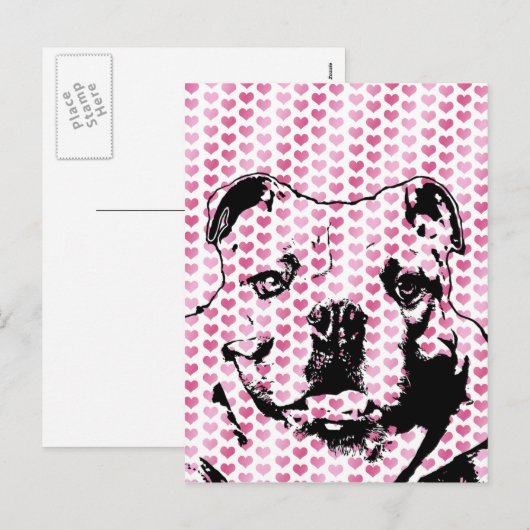 Valentijns - Bulldog Silhouette Feestdagenkaart (Voorkant / Achterkant)