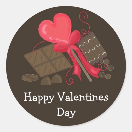 Valentijns chocolade lekkernijen ronde sticker (Voorkant)