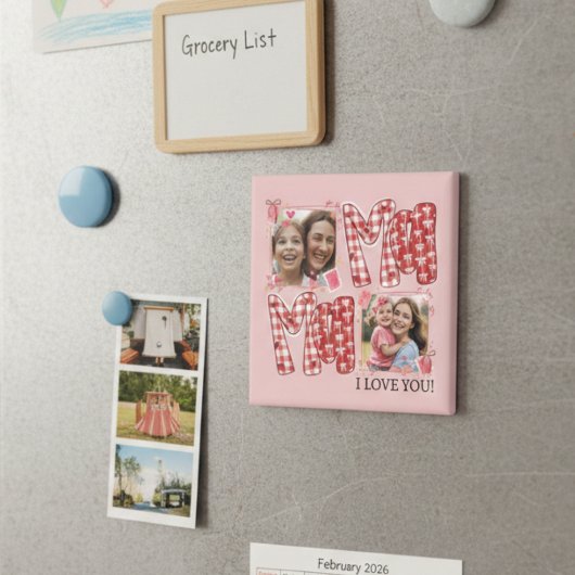 Valentijns Collage met Moeder en Rode Harten Magneet