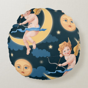Valentijns Cupido, Moon: naadloos patroon Rond Kussen