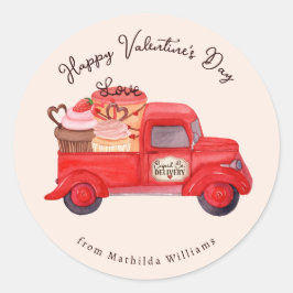 Valentijns Cupido's levering rode vrachtwagen Ronde Sticker