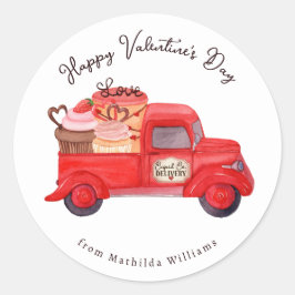 Valentijns Cupido's levering rode vrachtwagen Ronde Sticker