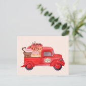 Valentijns Cupido's Levering Rode Waterverf Truck Feestdagenkaart (Staand voorkant)