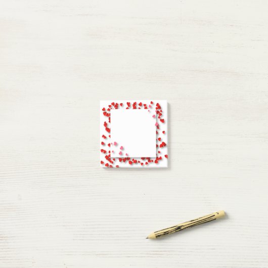 Valentijns Cute Red Hearts Confetti Lijst Post-it® Notes (Op bureau)