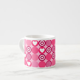Valentijns Cute Roze Hart en Bloem Stippen Patroon Espresso Kop