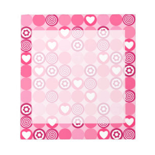 Valentijns Cute Roze Hart en Bloem Stippen Patroon Notitieblok