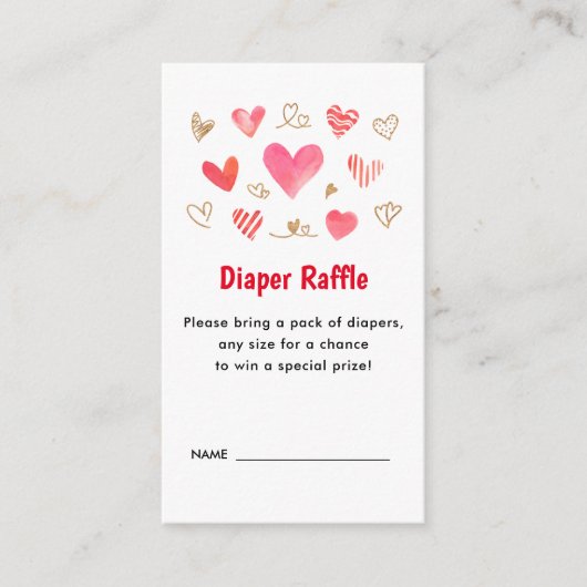 Valentijns Day Baby shower Diaper Raffle Tickets Informatiekaartje (Voorkant)