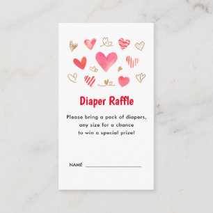 Valentijns Day Baby shower Diaper Raffle Tickets Informatiekaartje
