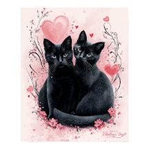 Valentijn's Day Black Cats Poster - Oprechte klass
