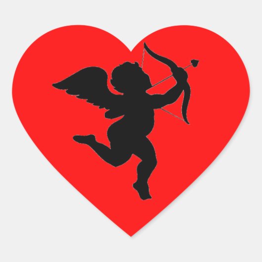 Valentijns Day Cupid Silhoutte Hart Sticker (Voorkant)