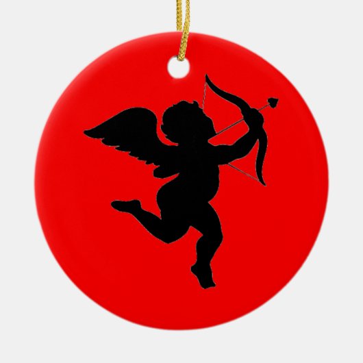 Valentijns Day Cupid Silhoutte Keramisch Ornament (Voorkant)
