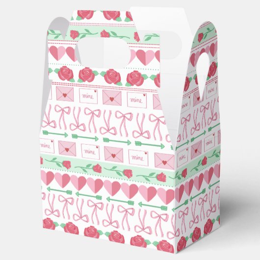 Valentijn's Day Fair Isle Geïnspireerd Roze en Gro Bedankdoosjes (Geopend)