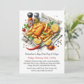 Valentijn's Day Fish Fry & Chips Uitnodiging (Staand voorkant)