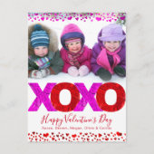 Valentijn's Day Foto Bold XOXO Modern Hearts Feestdagenkaart (Voorkant)