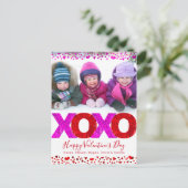 Valentijn's Day Foto Bold XOXO Modern Hearts Feestdagenkaart (Staand voorkant)