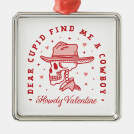 Valentijn's Day Funny Cowboy Country Esthetisch Ro Metalen Ornament