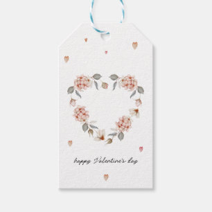 Valentijn's Day Gift Labels met Bloemen Hart Cadeaulabel