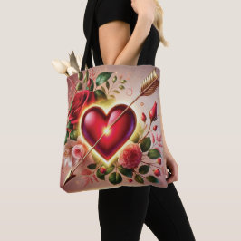 Valentijn's Day Gouden Hart en Rozen Tote Bag