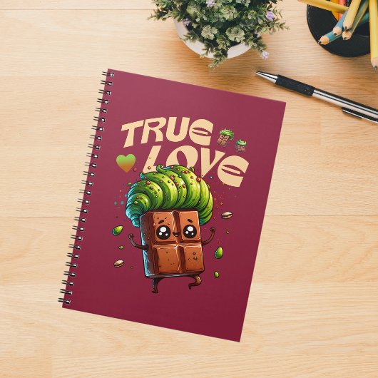 Valentijn's Day Grappige kawaii pistache chocolade Notitieboek