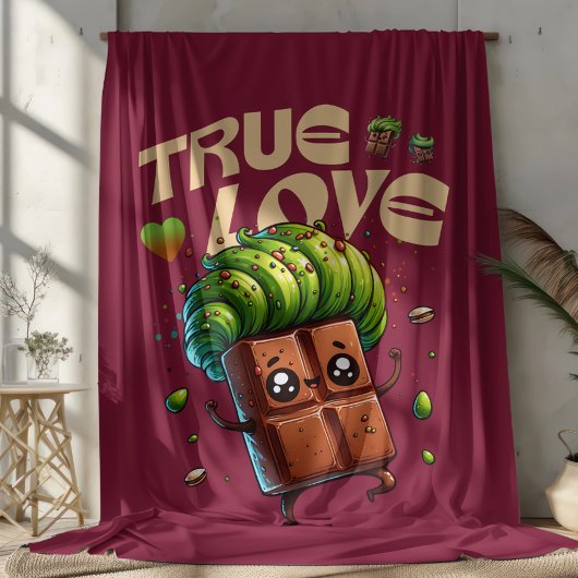 Valentijn's Day Grappige kawaii pistache chocolade Sherpa Deken