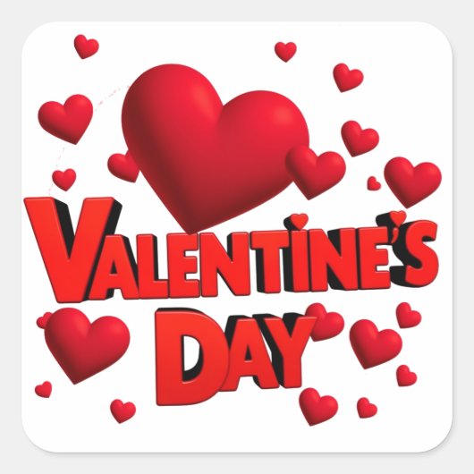Valentijn's Day Hearts Love Vierkante Sticker (Voorkant)