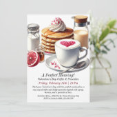  Valentijn's Day Koffie en pannenkoeken Kaart (Staand voorkant)