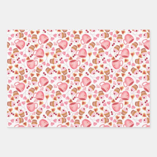 Valentijn's Day Love Hearts Pink Inpakpapier Vel (Voorkant 2)